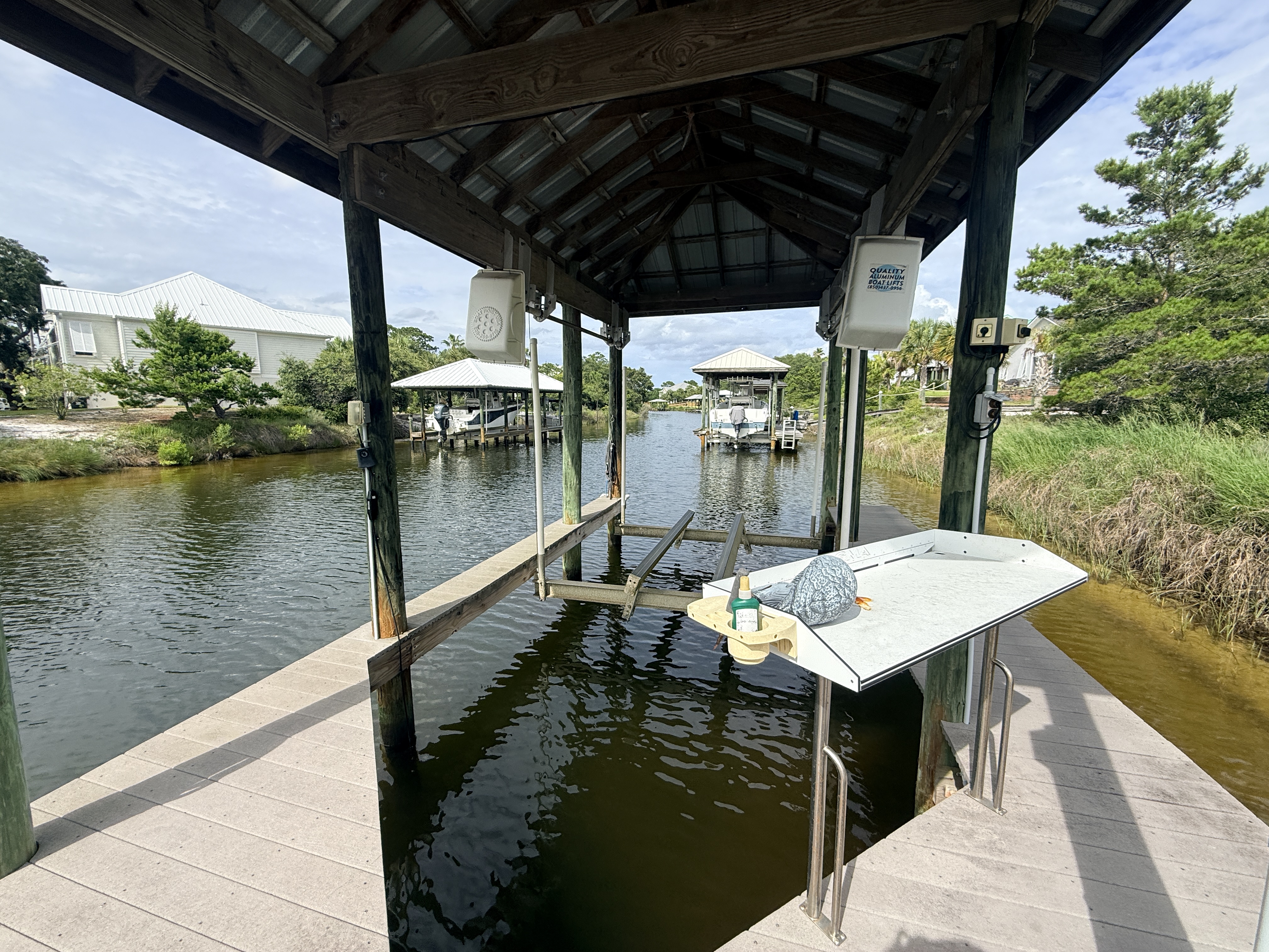 Canal Boat Lift and Covered Boat House Ono Island